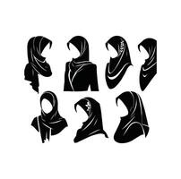 Muslim Mädchen Hijab Symbol Vektor Illustration Silhouette