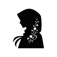 Muslim Mädchen Hijab Symbol Vektor Illustration Silhouette