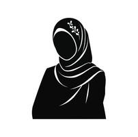 muslim flicka hijab ikon vektor illustration silhuett