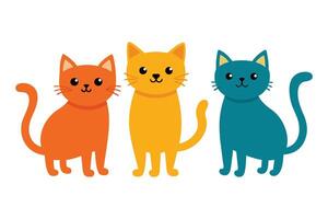 süß Katzen Sammlung. inländisch komisch Kätzchen. einstellen von linear Vektor Illustration isoliert auf Weiß Hintergrund