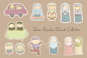 süß Ramadan Muslim Charakter Clip Kunst vektor