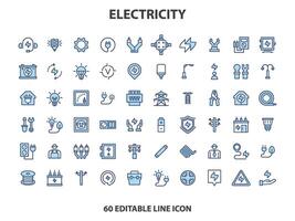 Elektrizität Symbol Satz. Sammlung von verlängerbar Energie, Ökologie und Grün Elektrizität Symbole. Vektor Illustration.