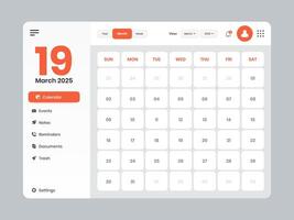 kalender app webb gränssnitt layout design vektor