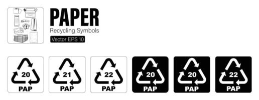 Papier Recycling Identifizierung Symbole vektor