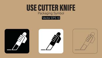använda sig av fräs kniv förpackning symbol vektor