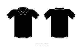 T-Shirt Silhouette Linie Kunst spotten hoch, männlich schwarz T-Shirt Vektor Vorlage Vorderseite zurück Sicht, leer bekleidung Design zum Männer, Sportbekleidung, beiläufig Kleidung