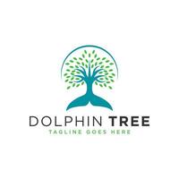 Delfin Baum Illustration Logo vektor