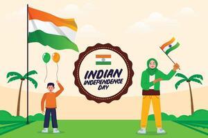 indisch Unabhängigkeit Feierlichkeiten Tag Illustration Vektor Banner und Post Design, Feierlichkeiten Tag Clip Kunst Satz. Indien National Flagge Freiheit Unabhängigkeit Patriotismus Vorlage.