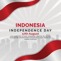 indonesiska oberoende fester dag vektor illustration baner och social media posta design uppsättning, indonesien nationell republik fira händelse dag affisch mall, med flagga, Lycklig demokrati.