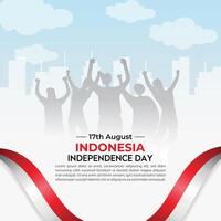 indonesiska oberoende fester dag vektor illustration baner och social media posta design uppsättning, indonesien nationell republik fira händelse dag affisch mall, med flagga, Lycklig demokrati.