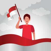 indonesiska oberoende fester dag illustration vektor baner och posta design, fester dag klämma konst uppsättning. indonesiska frihet oberoende patriotism mall.