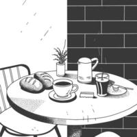 ai generiert Frühstück Speisekarte bereit zu Essen einfach Gliederung Illustration minimalistisch Linie Kunst vektor