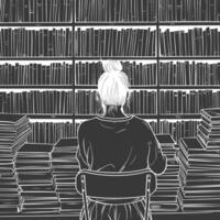 ai generiert Gliederung Illustration zum das Studie Zimmer hat Bücherregale und viele Buch im Dort vektor