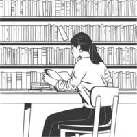 ai generiert Gliederung Illustration zum das Studie Zimmer hat Bücherregale und viele Buch im Dort vektor