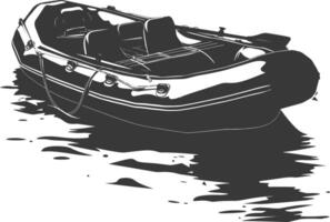 ai genererad silhuett en uppblåsbar båt svart Färg endast vektor