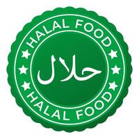 Grün halal Essen isoliert Briefmarke Aufkleber Vektor Illustration
