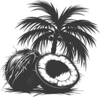 ai generiert Silhouette Kokosnuss Obst schwarz Farbe nur vektor