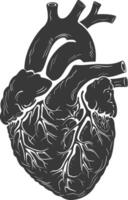 ai genererad silhuett för inre organ av hjärta svart Färg endast vektor