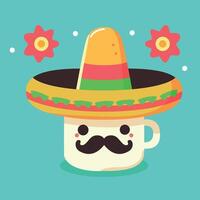 süß cinco de Mayo Becher tragen Mexikaner Hut Vektor Illustration