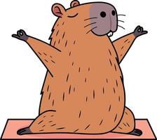 capybara tecknad serie yoga utgör vektor
