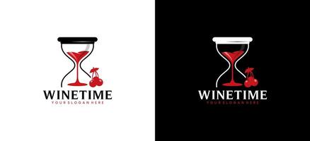 Sanduhr Logo Design mit abstrakt rot Wein trinken Symbol vektor