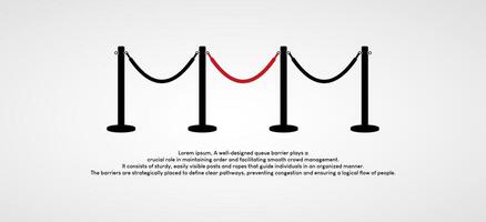 Warteschlangen Barriere Symbol Vektor Design mit verbinden Seile auf Weiß Hintergrund