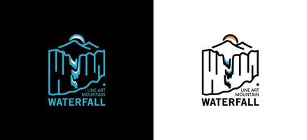 vattenfall logotyp design vektor illustration i minimalistisk abstrakt linje stil