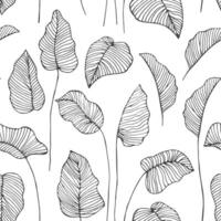 sömlös mönster, linje teckning av kontur löv på en ljus bakgrund. bakgrund, textil, vektor