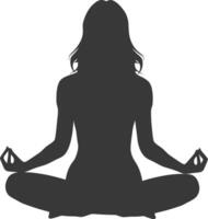 ai generiert Silhouette Frau Meditation Yoga voll Körper schwarz Farbe nur vektor