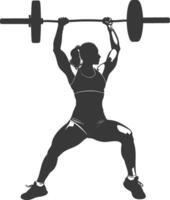 ai generiert Silhouette Frau Gewichtheben Spieler im Aktion voll Körper schwarz Farbe nur vektor