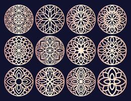 lotus mandala vektor mall uppsättning för skärande och utskrift. orientalisk silhuett prydnad. vektor underlägg design