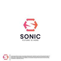 brev s logotyp sonisk begrepp hexagonal baserad abstrakt design vektor