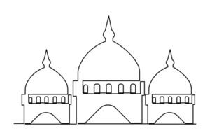 kontinuerlig ett linje ramadan symbol. moské, eid mubarak, eid fitr vektor linje begrepp översikt vektor konst illustration