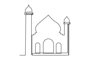 kontinuierlich einer Linie Zeichnung Ramadan kareem Symbol. Moschee Linie Konzept. eid Mubarak, eid fitr Vektor minimalistisch Design islamisch Moschee Gliederung Ornament Hintergrund.