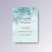 Aquarell Hochzeitseinladungskarte. schönes hochzeitskartenaquarell mit spritzen. vektor