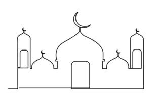 kontinuierlich einer Linie Zeichnung Ramadan kareem Symbol. Moschee Linie Konzept. eid Mubarak, eid fitr Vektor minimalistisch Design islamisch Moschee Gliederung Ornament Hintergrund.