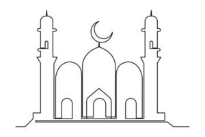 kontinuierlich einer Linie Ramadan Symbol. Moschee, eid Mubarak, eid fitr Vektor Linie Konzept Gliederung Vektor Kunst Illustration