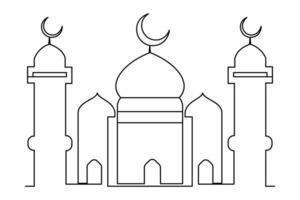 kontinuierlich einer Linie Zeichnung Ramadan kareem Symbol. Moschee Linie Konzept. eid Mubarak, eid fitr Vektor minimalistisch Design islamisch Moschee Gliederung Ornament Hintergrund.