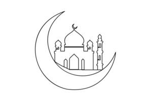 kontinuierlich einer Linie Ramadan Symbol. Moschee, eid Mubarak, eid fitr Vektor Linie Konzept Gliederung Vektor Kunst Illustration