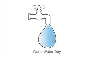 kontinuierlich einer Linie Zeichnung von Erde Wasser. Welt Wasser Tag Konzept isoliert Vektor Illustration