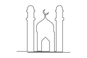 kontinuierlich einer Linie Ramadan Symbol. Moschee, eid Mubarak, eid fitr Vektor Linie Konzept Gliederung Vektor Kunst Illustration