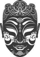 ai generiert Silhouette japanisch traditionell Maske schwarz Farbe nur vektor