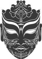 ai generiert Silhouette japanisch traditionell Maske schwarz Farbe nur vektor