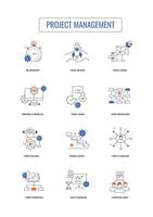 rationalisieren Ihre Projekte. umfassend Projekt Verwaltung Symbole. Projekt Planung Symbole. Aufgabe Verwaltung Grafik. Projekt Koordinierung Symbole. Vektor editierbar Schlaganfall Symbole.