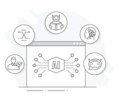 fortgeschritten ai Symbol Satz. erkunden neural Netzwerke, Robotik, und mehr. Vektor editierbar Schlaganfall und Farben.