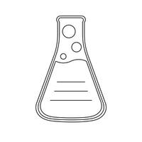 hand dragen barn teckning tecknad serie vektor illustration erlenmeyer flaska, kemi glas ikon isolerat på vit bakgrund