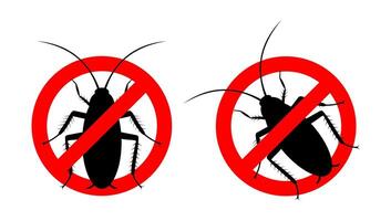 Nein Kakerlake unterzeichnen. Insekt Achtung Warnung unterzeichnen. Anti Insekt Symbol. halt Insekt Symbol. vektor
