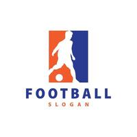 fotboll logotyp vektor svart silhuett av sport spelare enkel fotboll mall illustration