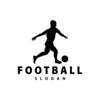 fotboll logotyp vektor svart silhuett av sport spelare enkel fotboll mall illustration