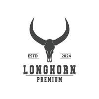 longhorn djur- logotyp design, bruka retro årgång horn minimalistisk enkel mall illustration vektor